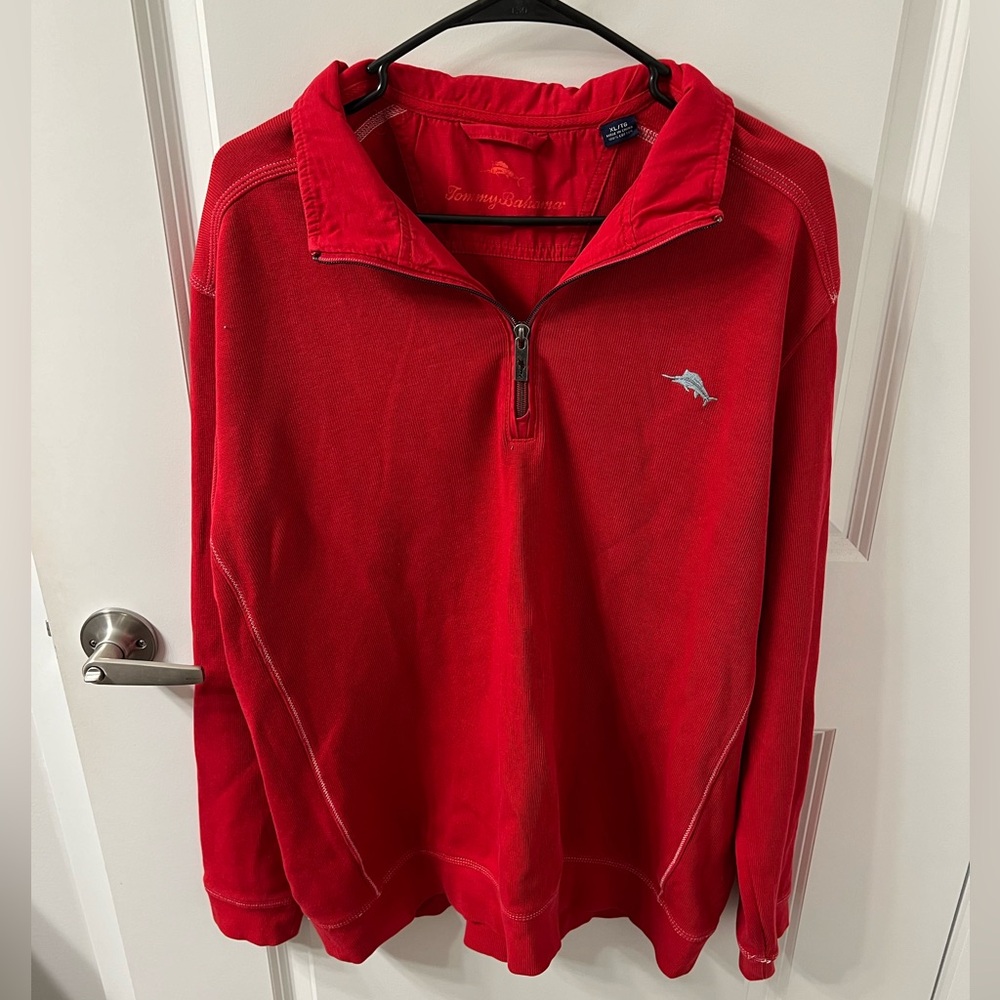Quarter Zip Tommy Bahama Pullover - Red, size XL